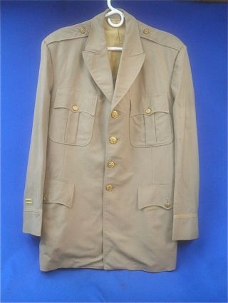 WWII US Army Officer ' s Tan Khaki wool Uniform Jacket & Trousers Pants Large Size 4