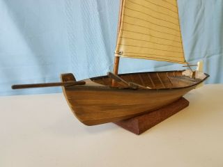 Vintage 15 1/2 Hand Made Wood Sail Boat Model Circa 1930 