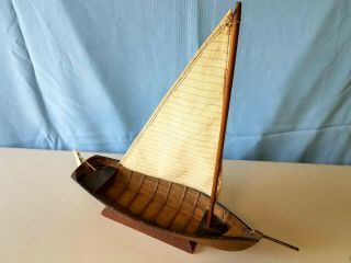Vintage 15 1/2 Hand Made Wood Sail Boat Model Circa 1930 ' s 3