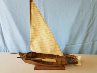 Vintage 15 1/2 Hand Made Wood Sail Boat Model Circa 1930 ' s 4