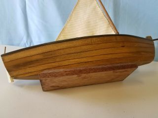 Vintage 15 1/2 Hand Made Wood Sail Boat Model Circa 1930 ' s 5