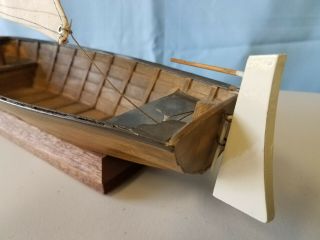 Vintage 15 1/2 Hand Made Wood Sail Boat Model Circa 1930 ' s 7