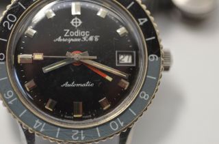 Vintage Zodiac Aerospace GMT,  Great Black Dial,  Sought After Bezel,  Runs 8