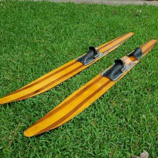 Vintage Wooden Cypress Gardens Water Skis Wood 68 " Ski Or Decoration