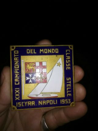 Sailing Enameled Xxxl Del Mondo Classe Stelle I.  S.  C.  Y.  R.  A.  Napoli 1953 Plaque