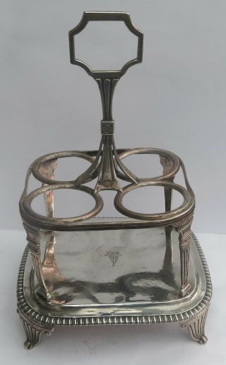 GEORGIAN ENGLISH SILVER CRUET STAND by EMES & BARNARD c.  1808 6