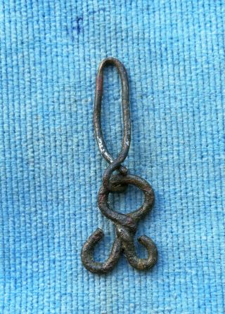 Ancient Viking Bronze Pendant Amulet " Spiral " Great Save