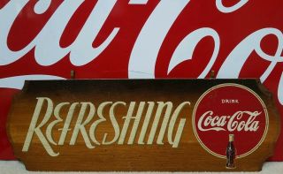 Htf Antique 1940s Coca - Cola Kay Display Wood Sign - 24  Refreshing "