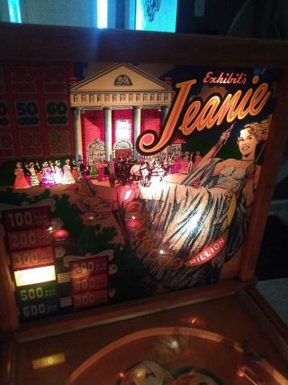 Vintage Rare 1950 JEANIE woodrail Pinball Machine 10