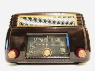Antique Old Swirl Bakelite 1946 General Electric 202 Art Deco Tube Vintage Radio