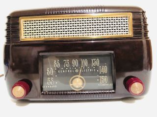 ANTIQUE OLD SWIRL BAKELITE 1946 GENERAL ELECTRIC 202 ART DECO TUBE VINTAGE RADIO 6