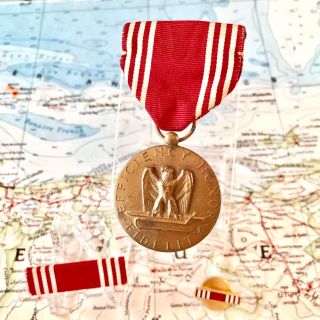 Named Wwii Us Army Good Conduct Medal Edward W.  Johnson Ribbon Bar Lapel Pin Ww2