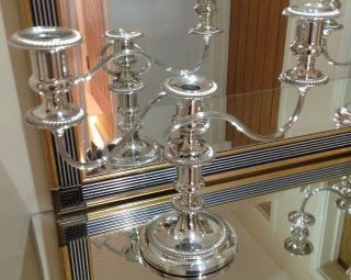 Quality Vintage Pair Silver Plated Candelabra By Barker Ellis With Box 2