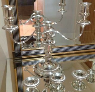 Quality Vintage Pair Silver Plated Candelabra By Barker Ellis With Box 3