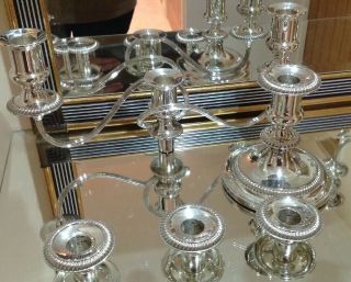 Quality Vintage Pair Silver Plated Candelabra By Barker Ellis With Box 4