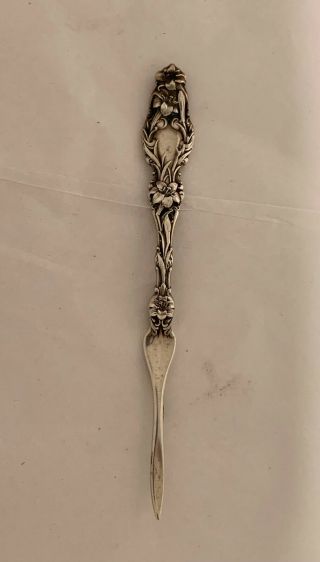 Whiting Lily Pattern Sterling Silver Nut Pick Art Nouveau Rare