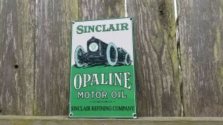 Vintage Sinclair Gasoline Porcelain Rare Opaline Service Station Pump Plate Sign