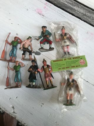 Marx Toys 8 Warriors Of The World Roman Soldiers Pirates 2 " /3 " Painted Figures