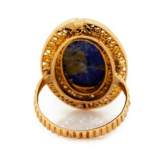 Antique Vintage Deco 18k 22k Yellow Gold Egyptian Lapis Lazuli Band Ring Sz 4.  75 4