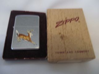 Vintage Zippo Lighter Running Deer - Town & Country Unfired 1959 Pat Pend