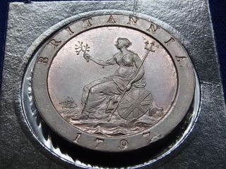 Great Britain.  1797 George 111 " Cartwheel " Penny.  Rare This Grade - Au - Unc