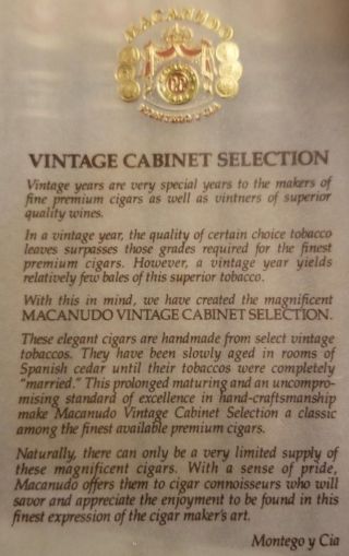 Macanudo Vintage Cabinet Selection 1997 Box 20 Bands - 5