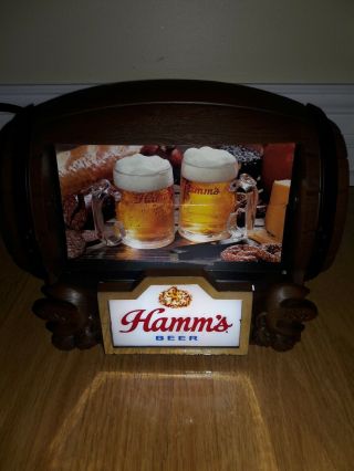 Vintage Hamm ' s Beer Light,  Bar Top Flip Scene Sign,  Barrel, 6