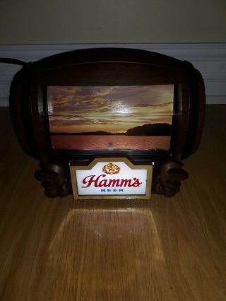 Vintage Hamm ' s Beer Light,  Bar Top Flip Scene Sign,  Barrel, 7