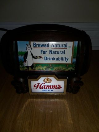 Vintage Hamm ' s Beer Light,  Bar Top Flip Scene Sign,  Barrel, 8