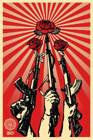Limited Edition " Guns And Roses " By Shepard Fairey (obey) 2007 (very Rare)