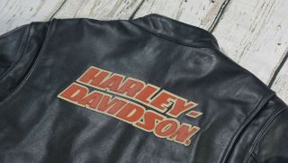 Harley Davidson Men Vintage Cruiser Style Orange White Stripes Leather Jacket XL 12