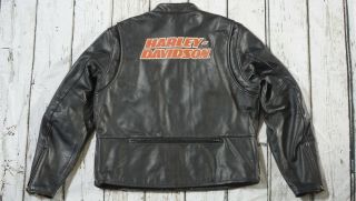 Harley Davidson Men Vintage Cruiser Style Orange White Stripes Leather Jacket Xl