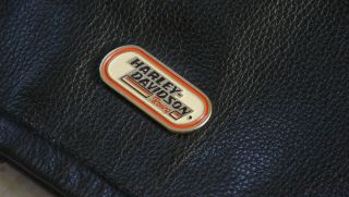Harley Davidson Men Vintage Cruiser Style Orange White Stripes Leather Jacket XL 5