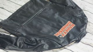 Harley Davidson Men Vintage Cruiser Style Orange White Stripes Leather Jacket XL 6