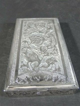 Vtg Persian Sterling Silver Bird Of Paradise Flowers 5 - 1/2 X 3 Cigarette Box