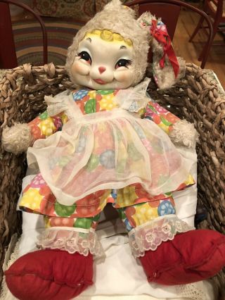 Vintage Rushton Star Creation Stuffed Toy Easter Bunny Rabbit Rubber Face