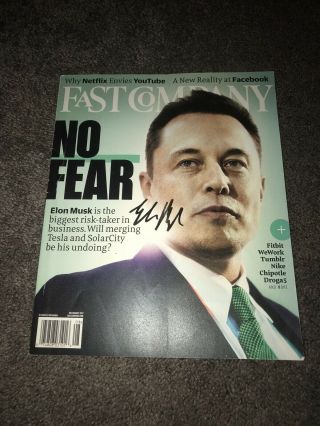 Elon Musk Signed Autographed Rare “fast Company Magazine” 1/1 Authentic