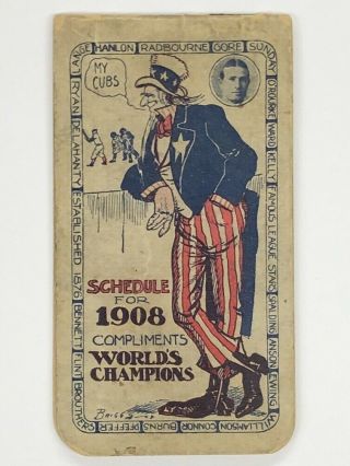 Rare 1908 Chicago Cubs Schedule Compliments World 