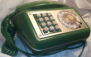 Rare Vintage Automatic Electric Phone Telephone Green Push / Dial Rotary Dual