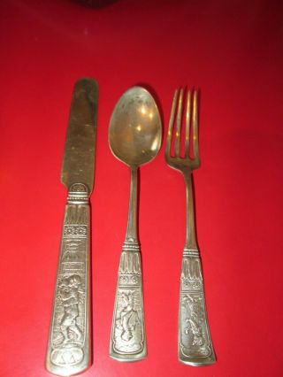 Rare - PIPER 1882 pattern - GORHAM - STERLING - 3 pc YOUTH SET of FLATWARE 8