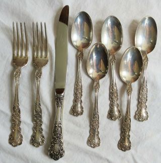 Gorham Buttercup Sterling Silver Teaspoons/forks/knife 1900 Pat.  Old Vtg Antique