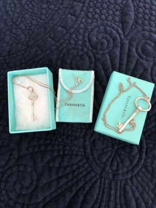 Tiffany & Co Sterling Silver Set Of 2 Key Necklaces