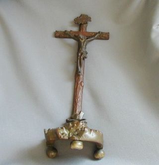 GORGEOUS ANTIQUE BRONZE CRUCIFIX WITH SKULL AND BONES AT THE BASE 12