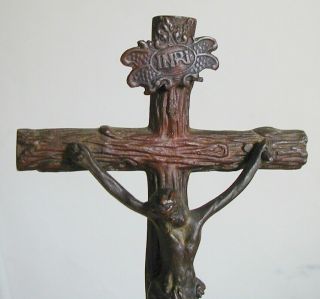 GORGEOUS ANTIQUE BRONZE CRUCIFIX WITH SKULL AND BONES AT THE BASE 8