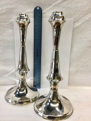 Dugma 925 Judaica Sterling Silver Candlestick Holders 10.  5 " Tall X 5 " Across