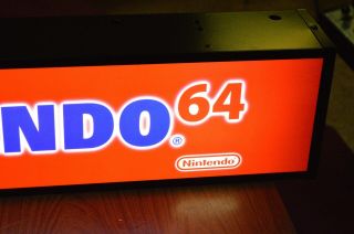 Vintage AUTHENTIC Retail NINTENDO 64 Lighted Store DISPLAY SIGN N64 Video Games 12