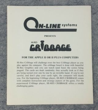 Hi - Res Cribbage Apple II Sierra On - Line Systems rare vintage computer game 1981 2