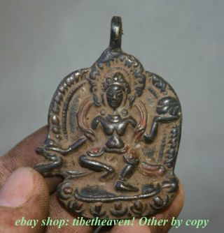 6cm Old Tibetan Bronze Painting Tara Vajrayogini Vajravarahi Amulet Pendant