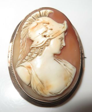 Vintage Antique Victorian 9k 9ct Solid Gold Pink Shell Classic Cameo Brooch Pin