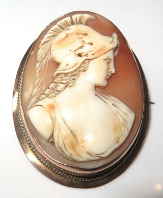 Vintage Antique Victorian 9K 9ct Solid Gold Pink Shell Classic Cameo Brooch Pin 2